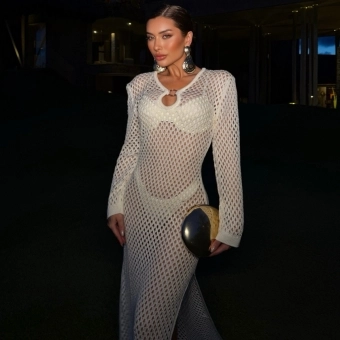 Vestido Saída De Praia Longo De Tricô - Tamanho Único