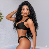 Biquíni De Babado Meia Taça Com Aro Semi Fio - Preto