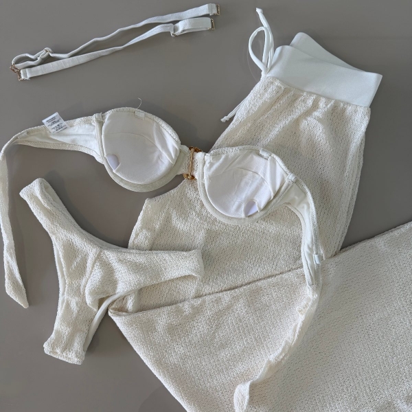 Kit Biquini Com Calça Meia Taça Concha No Top Asa Delta - Off