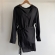 Conj Saída De Praia Chemise Manga Longa E Saia Franja Resort - Preto