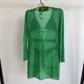 Kit 3 Itens Conj Biquíni Cortininha com Saída de Praia Tule - Verde