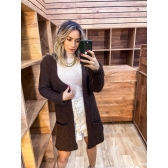 Cardigan De Tricot Mousse - Marrom