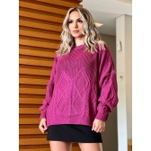Blusa De Tricot Losango - Fúcsia