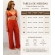 Conjunto Triquíni Cortininha Com Calça Pantalona 3 Peças - Laranja-escuro