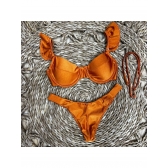 Kit 03 Peças Biquíni De Babado + (Saia Saída de Praia Tam Único) - Bronze