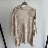 Casaco Feminino Tricot com Babados e Punho Flare - Bege Claro