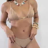 Biquíni Cortininha Básico Texturizado - Bege