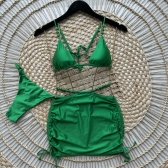 Kit 3 Itens Biquíni Com Alças Decorativas E Saia - Verde
