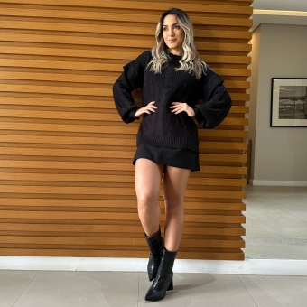 Blusa Tricot Babado nas Mangas