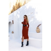 Saia Midi De Tricot Modal - Terracota