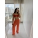 Blusa E Calça Em Tecido Leve  Saída De Praia Lisa - Laranja