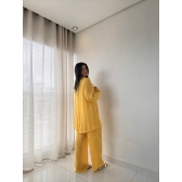 Blusa E Calça Em Tecido Leve  Saída De Praia Lisa - Amarelo