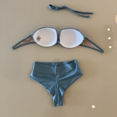 Kit 3 Itens Biquini Cintura Alta Top 2 Em 1 Bojo Estruturado - Azul-turquesa