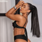 Biquíni Hot Pants De Babado Meia Taça Calcinha Fio Duplo - Preto