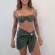 Kit 3 Pçs Biquíni Feminino + Pareô Alças Removíveis Pérolas - Verde Militar