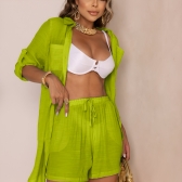 Conjunto Saída De Praia Viscolinho - Chemise e Short - Amarelo