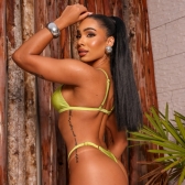 Kit Trio De Biquíni E Saia Estampa Tropical - Verde