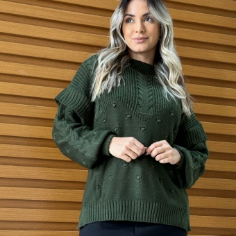 Blusa Tricot Babado nas Mangas