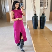 Vestido De Tricot Regata Midi - Rosa