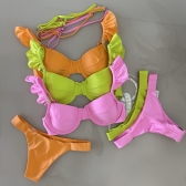 Kit 03 Peças Biquíni De Babado + (Saia Saída de Praia Tam Único) - Laranja