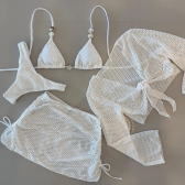 Kit 04 Peças Biquini De Renda Calcinha Asa Delta E Fio Duplo - Off White