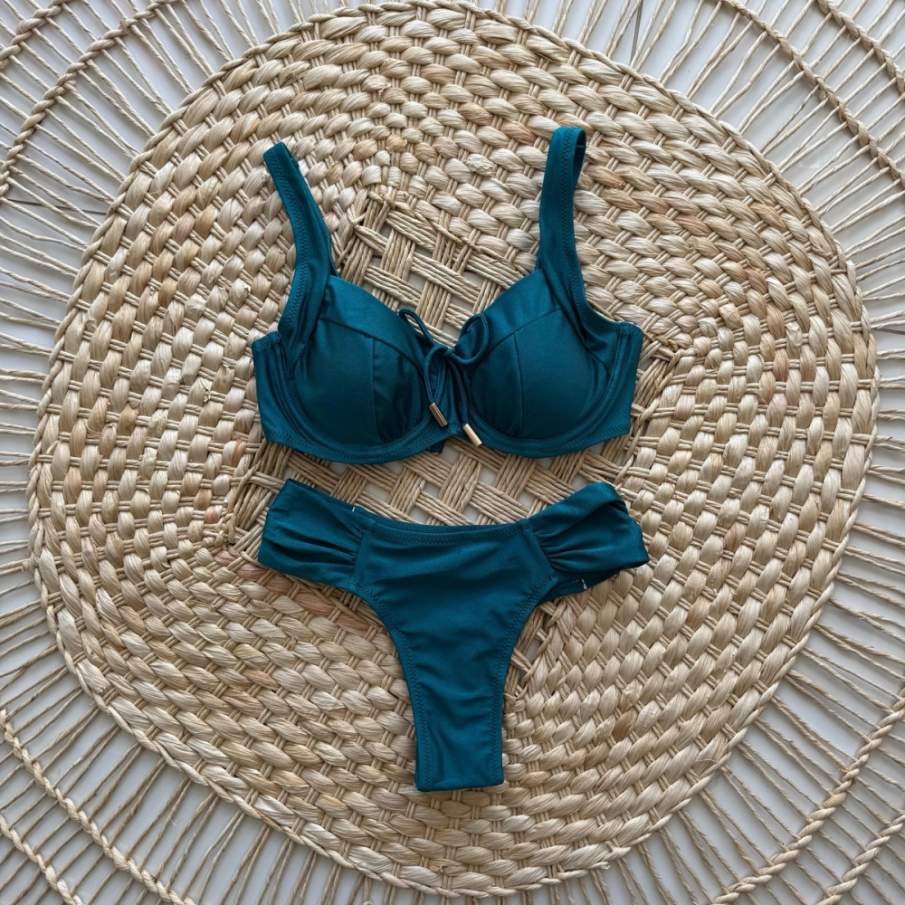 Biquíni Sustentação Meia Taça Com Lacinho No Top - Verde