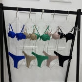 Conj 3pçs Top C/ Alças De Pérola Calcinha Fio Duplo + Pareo - Verde
