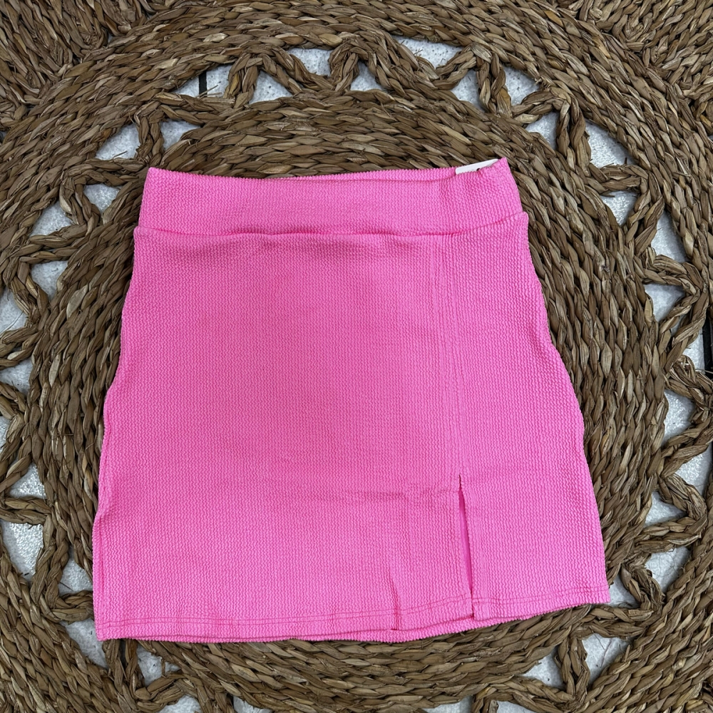 Saia Tecido Texturizado Saída de Praia Com Fenda Ref:0400139 - Rosa Bebê