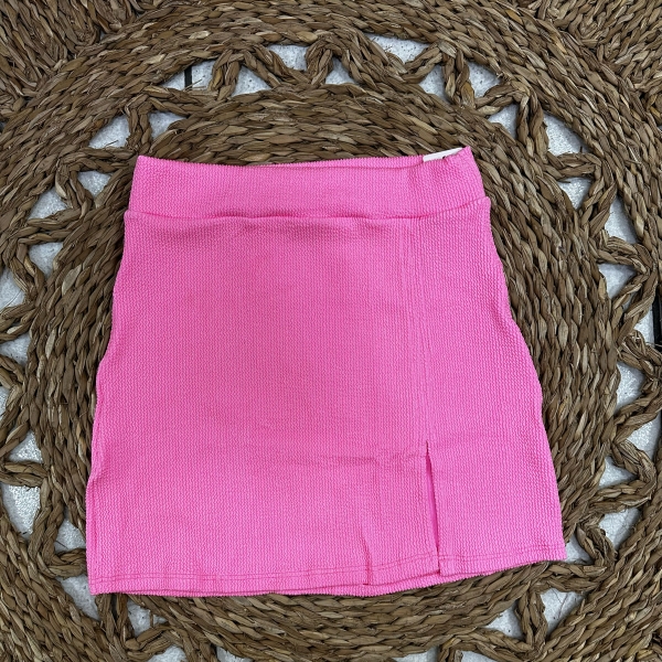 Saia Tecido Texturizado Saída de Praia Com Fenda Ref:0400139 - Rosa Bebê