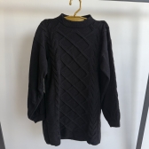 Vestido Curto Tricot Mousse com Trama Trancada e Manga Longa - Preto