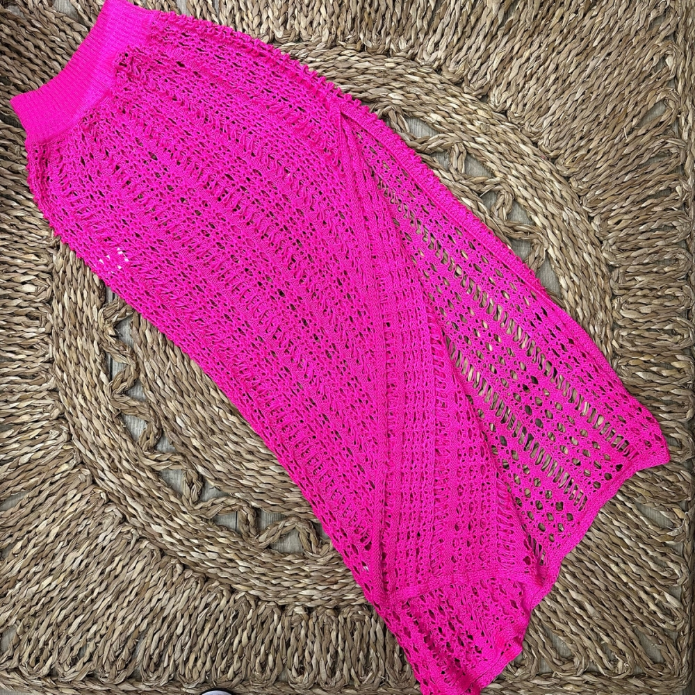 Saia De Tricot Saída De Praia Com Fendas - Pink