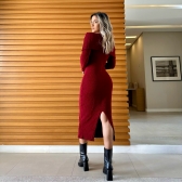 Vestido De Tricot Ombro a Ombro Mídi - Vermelho