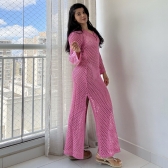 Vestido Saída De Praia Longo De Tricô - Tamanho Único - Rosa