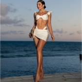 Kit 03 Peças Biquíni De Babado + (Saia Saída de Praia Tam Único) - Off