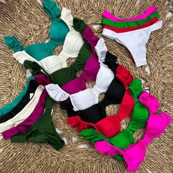 Biquíni De Babado Meia Taça Com Aro Semi Fio