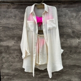 Conjunto Saída De Praia Viscolinho - Chemise e Short - Bege Claro