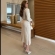 Vestido Midi Com Detalhe Corpete Assimétrico E Fendas - Areia