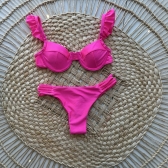 Biquíni Tranças Na Calcinha e Babado Nas Alças - Rosa