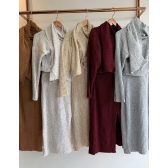 Conjunto Tricot Blusa com Cachecol Fixo Saia Midi com Fenda - Marrom