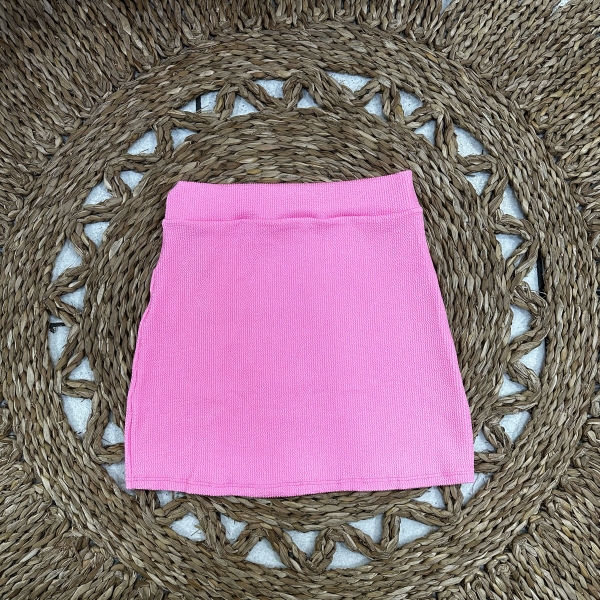 Saia Tecido Texturizado Saída de Praia Com Fenda Ref:0400139 - Rosa Bebê