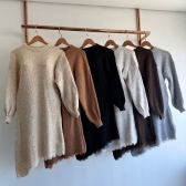 Vestido Tricot Mousse Feminino com Renda – Manga Longa - Cinza