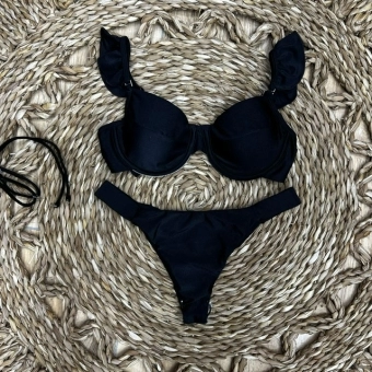 Biquíni De Babado Meia Taça Com Aro Semi Fio