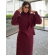 Conjunto Tricot Blusa com Cachecol Fixo Saia Midi com Fenda - vinho