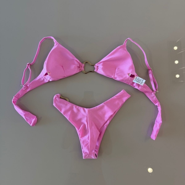 Biquíni Jade Clássico De Alças Com Detalhes Elegantes - Rosa Bebê