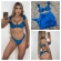 Kit 03 Peças Biquíni De Babado + (Saia Saída de Praia Tam Único) - Azul petróleo