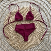 Biquíni Cortininha Franzido com Calcinha Hot Pants - Fúcsia