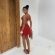 Biquíni Top Fixo Calcinha Asa Delta Fio Textura De Conchas - Vermelho
