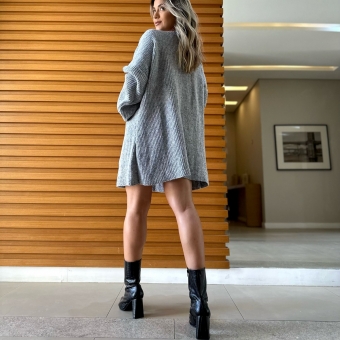 Novo Cardigan Tricot Mousse Liso Básico