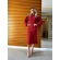 Vestido De Tricot Mousse Midi Forma Geométrica Corrente Nas Mangas - Vermelho