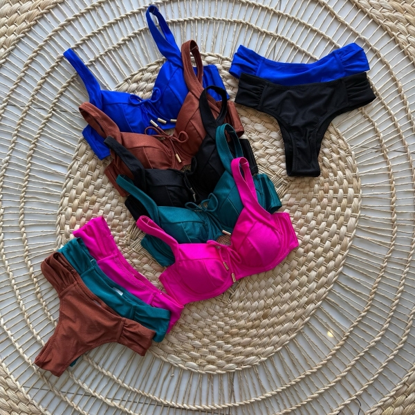 Biquíni Sustentação Meia Taça Com Lacinho No Top - Preto